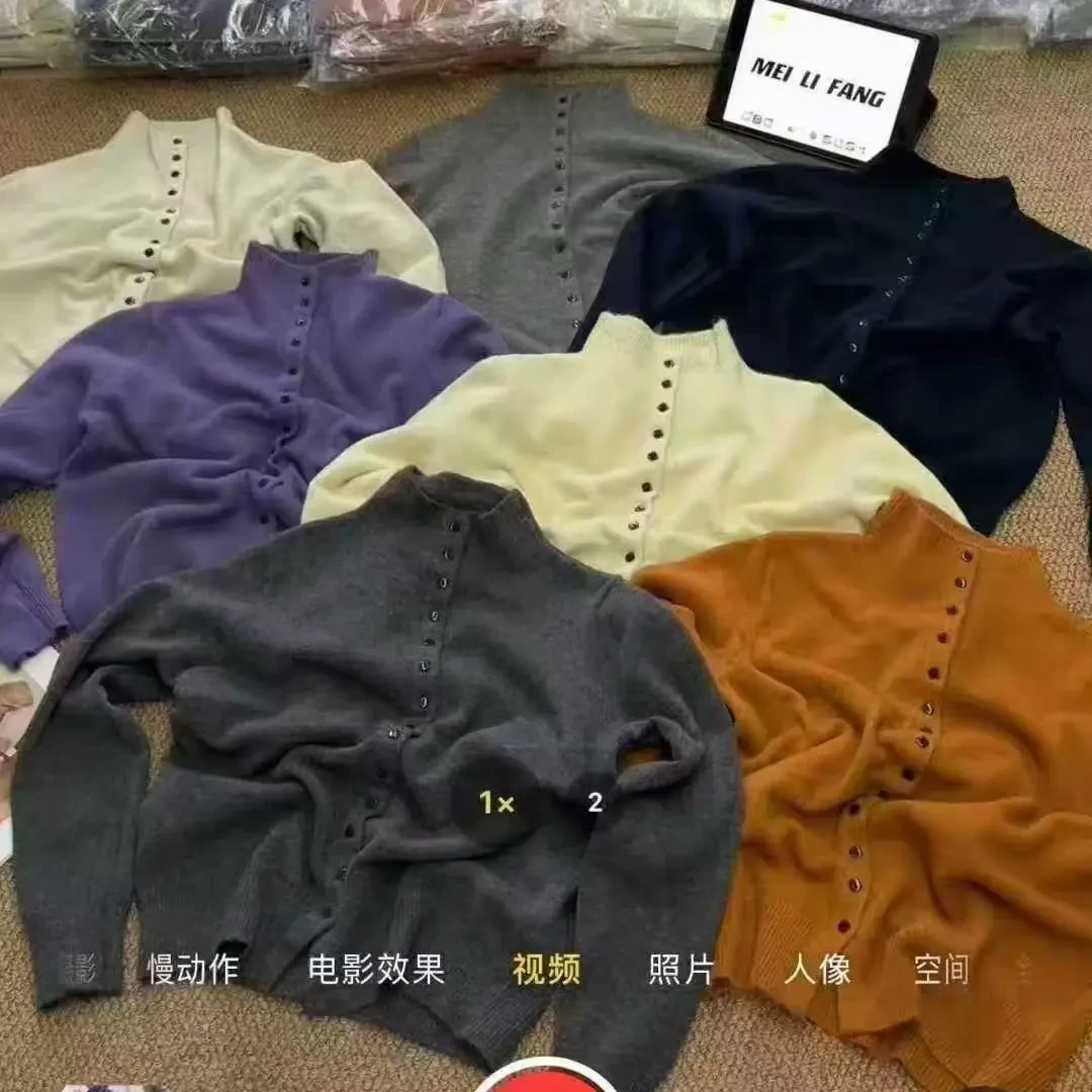 长袖常规款针织秋季纯色毛针织衫深灰紫色黑色燕麦