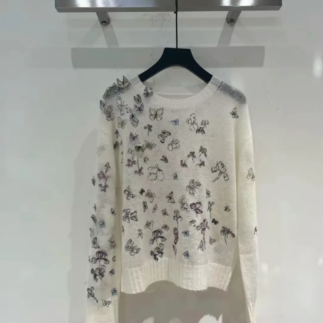 南油高端法式立体蝴蝶高档打底毛衣