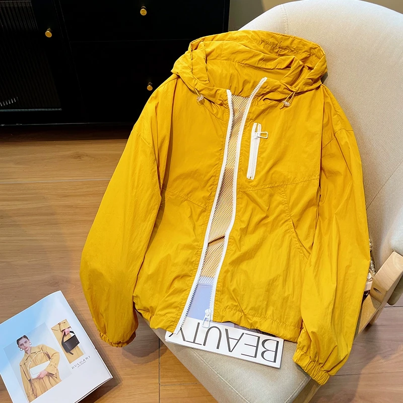 韩版休闲时尚连帽轻薄透气外套2025夏季新款宽松户外防紫外线上衣