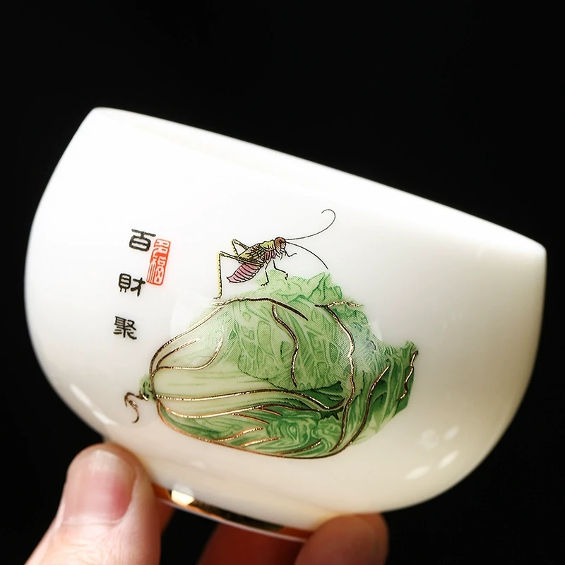 家用羊脂玉陶瓷大茶杯德化玉白瓷主人杯单杯透光品茗杯茶盏泡茶杯