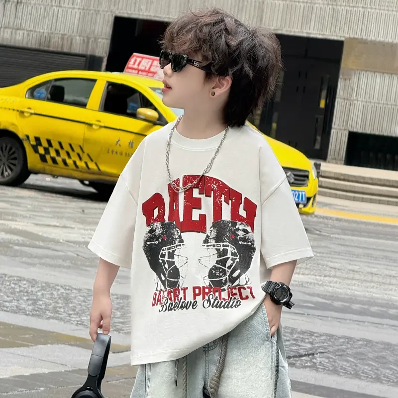 童装男童T恤时尚印花短袖2025夏季新款中大童凉感儿童上衣服潮