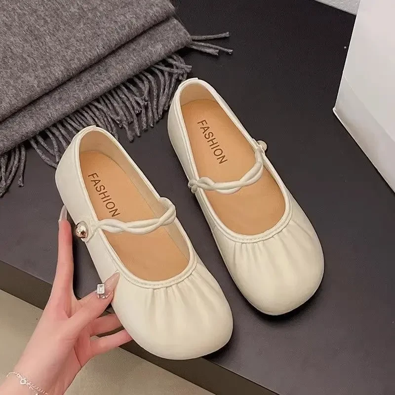 【新款优价】玛丽珍豆豆鞋女舒适2025春夏新款浅口一字带单鞋百搭