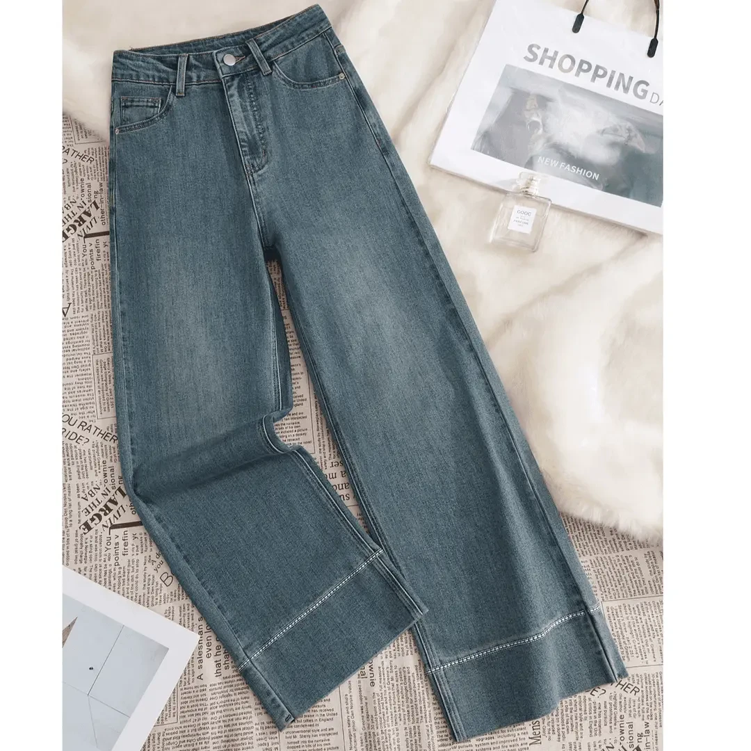 春季新款直筒显瘦九分裤窄版弹力宽松百搭烟管八分牛仔裤女小个子