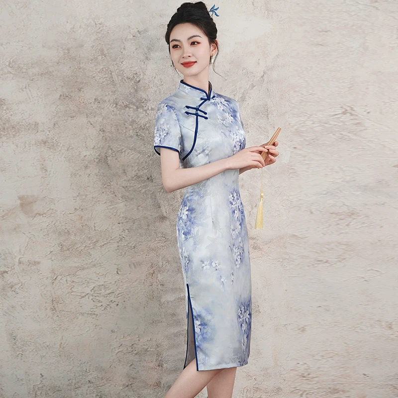 新中式旗袍2025夏季高端老上海复古气质素雅国风礼服改良日常可穿