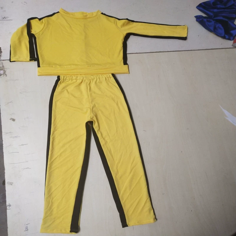 少儿李小龙黄色紧身运动服舞台演出儿童分体战服男女童武术表演服