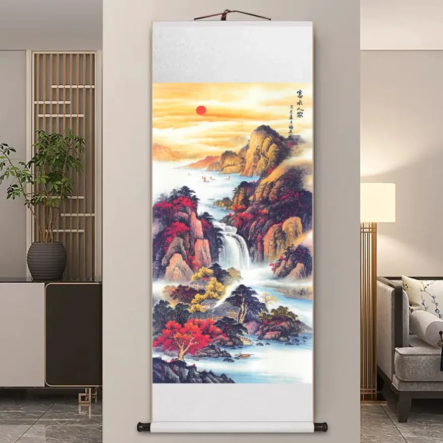 【现代高清微喷装饰画】富水人家（宽47，高140）