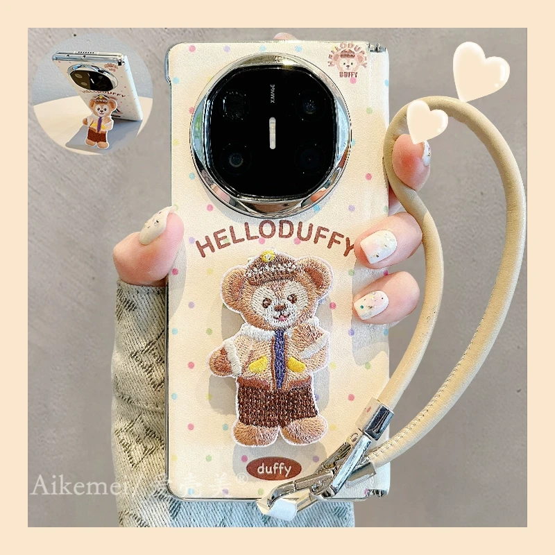 适用华为mateX6折叠屏手机壳matex5典藏版达菲熊matex3刺绣支架女