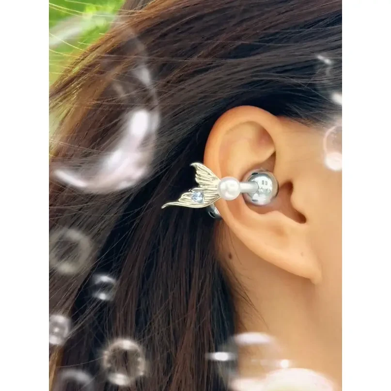 铜合金耳饰 明星同款夏季鲨鱼尾耳机夹扣小豆鲨女款高级小件配饰