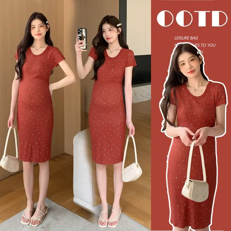 小个子辣妈时尚孕妇装夏季新款爆款修身显瘦高弹不勒肚孕妇连衣裙