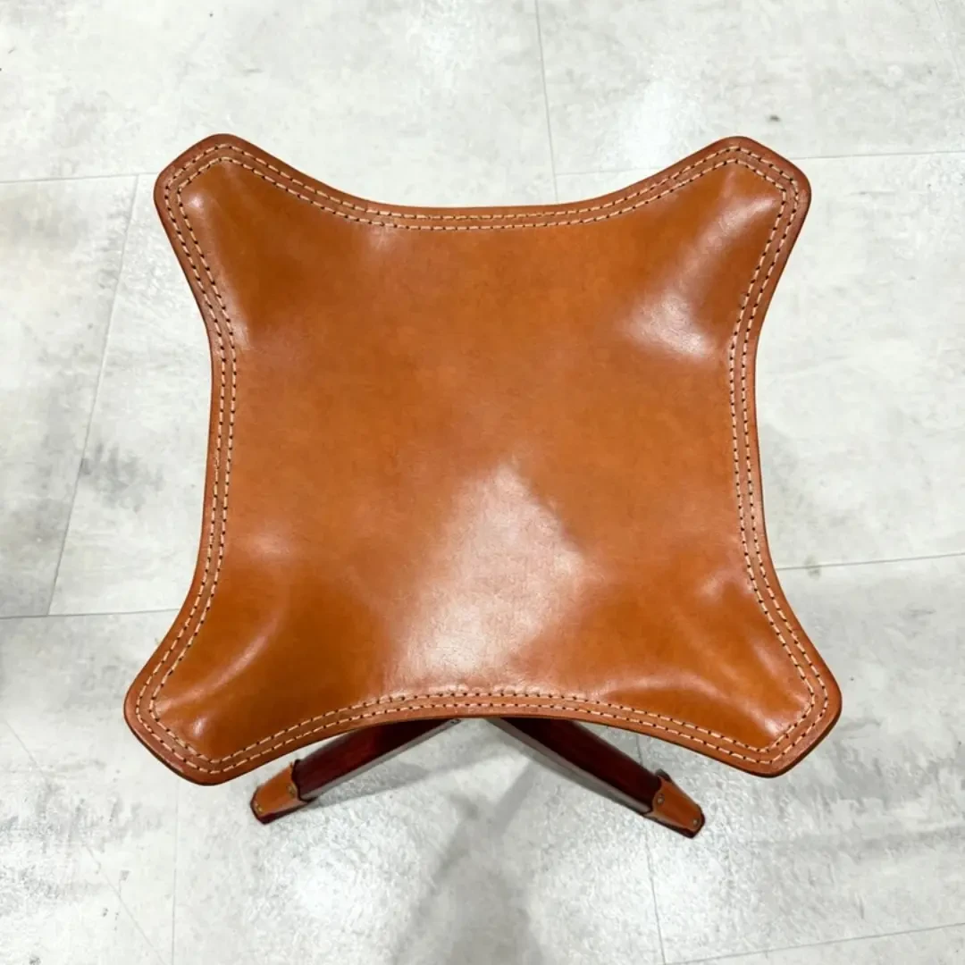 真皮手工便携折叠凳，户外野营钓鱼