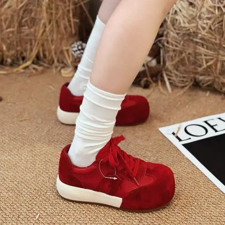 5183早春新款德训真皮时尚透气中跟流苏系带显脚小时尚百搭