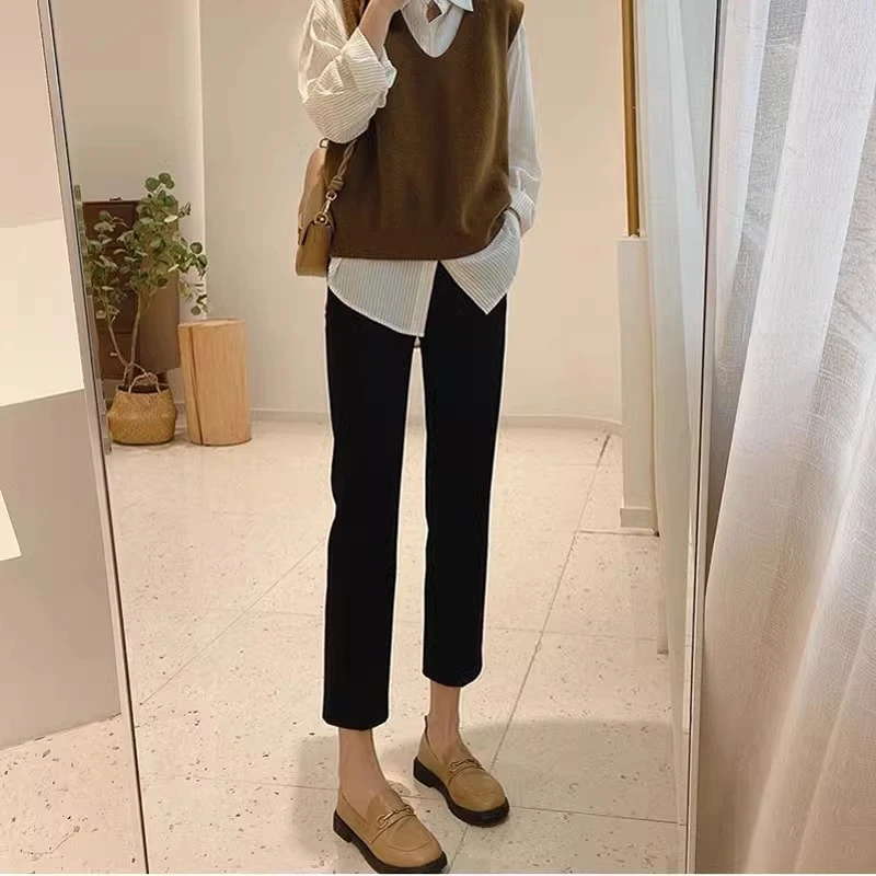 秋季西装裤女夏垂感宽松显瘦小个子2025新款九分烟管萝卜哈伦裤子
