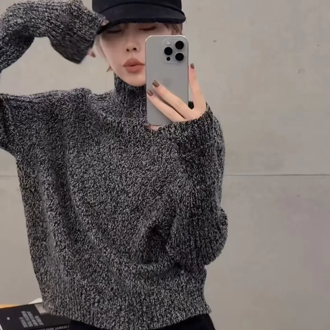 时尚原创百搭高领针织毛衣(含会起球)不退不换