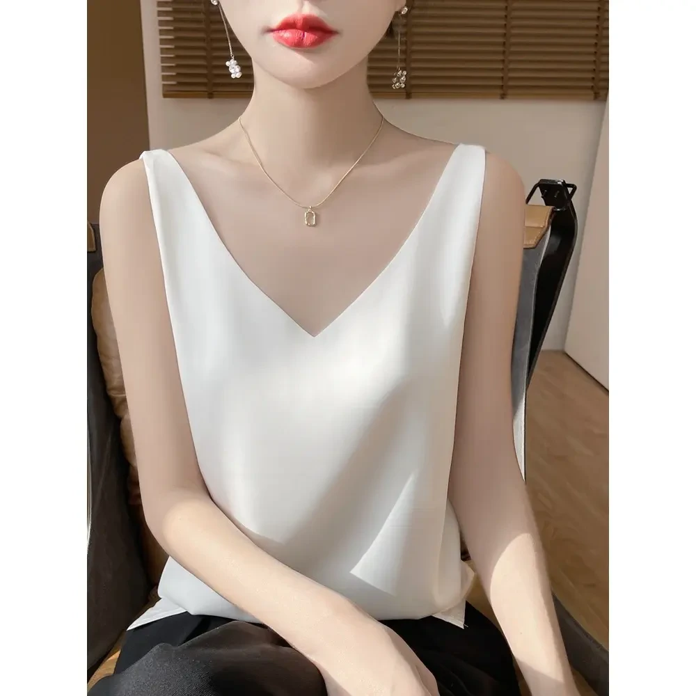 【运费补贴】重磅100桑蚕丝法式风情缎面女士吊带背心清凉透