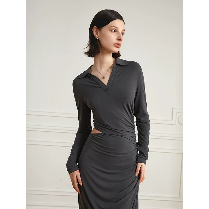 【楠哥专属】V领镂空显瘦连衣裙 A4AL061