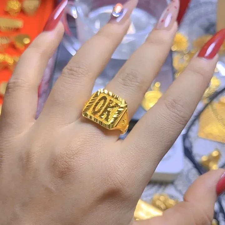 铜合金戒指 铜合金亚克力 铜合金金色新款时尚可调节情侣