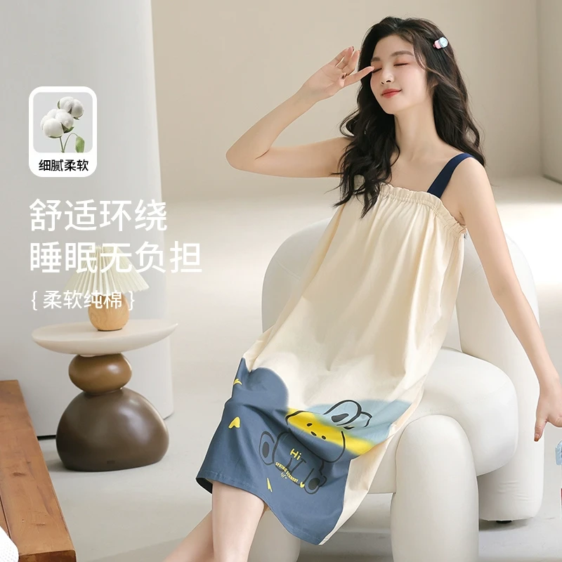 2025年新款睡裙夏季女款卡通可爱全棉吊带睡衣家居服可外穿连衣裙