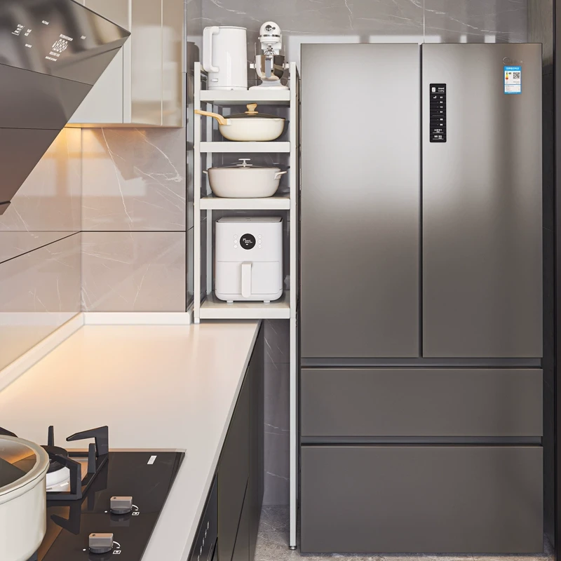 可伸缩厨房夹缝置物架落地多层窄缝靠墙锅架冰箱旁边旁边的储物柜