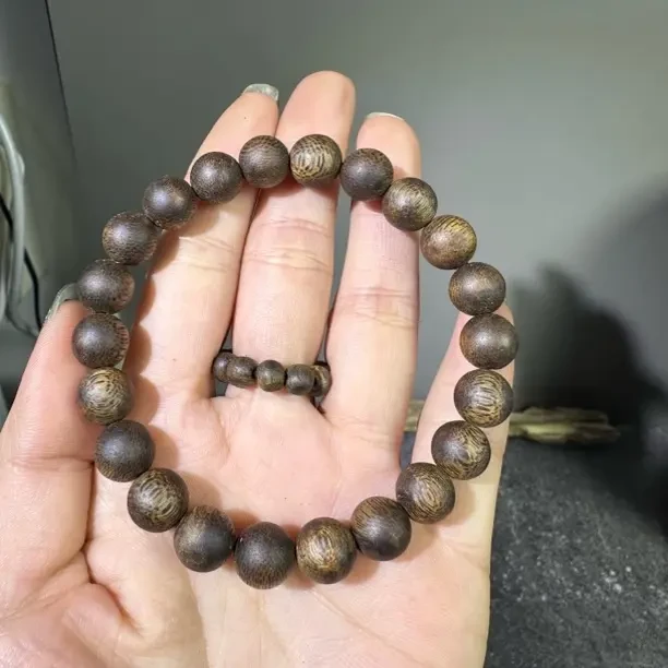 沉香油叶子 圆珠单圈手串 0.9mm 7克 编码：XD250029