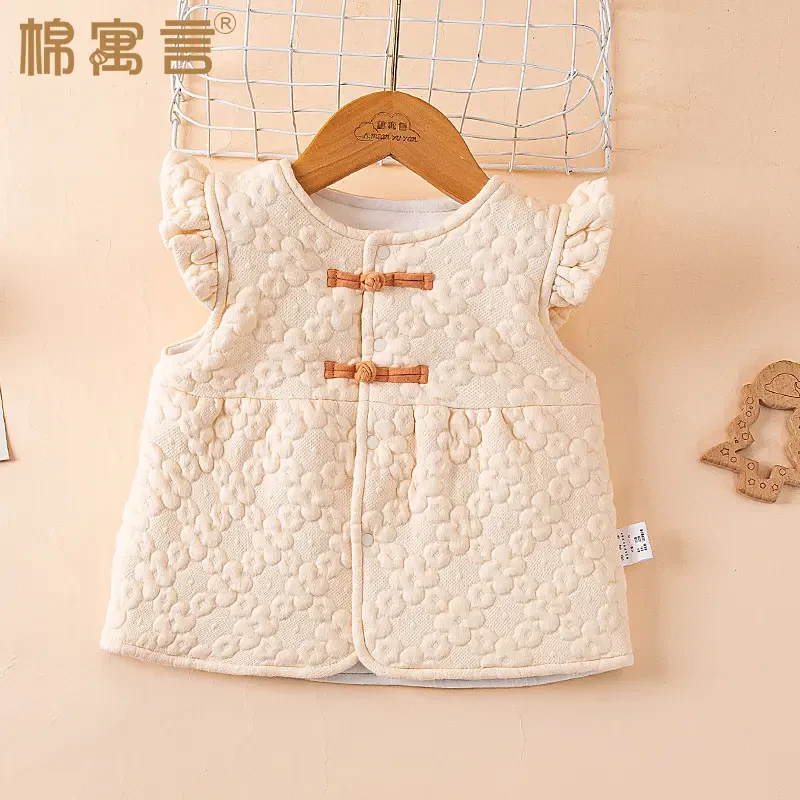 婴儿坎肩儿童马甲秋冬外穿三层保暖飞飞袖空气棉加厚马夹宝宝背心