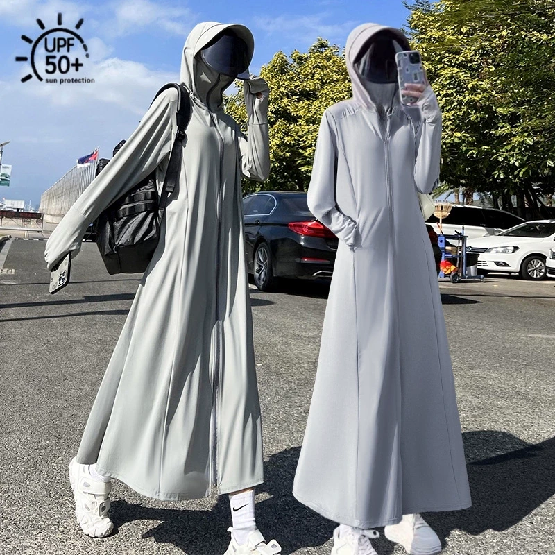 防晒衣女2025新款夏长款轻薄upf50+冰丝防晒服连帽全身防紫外线C