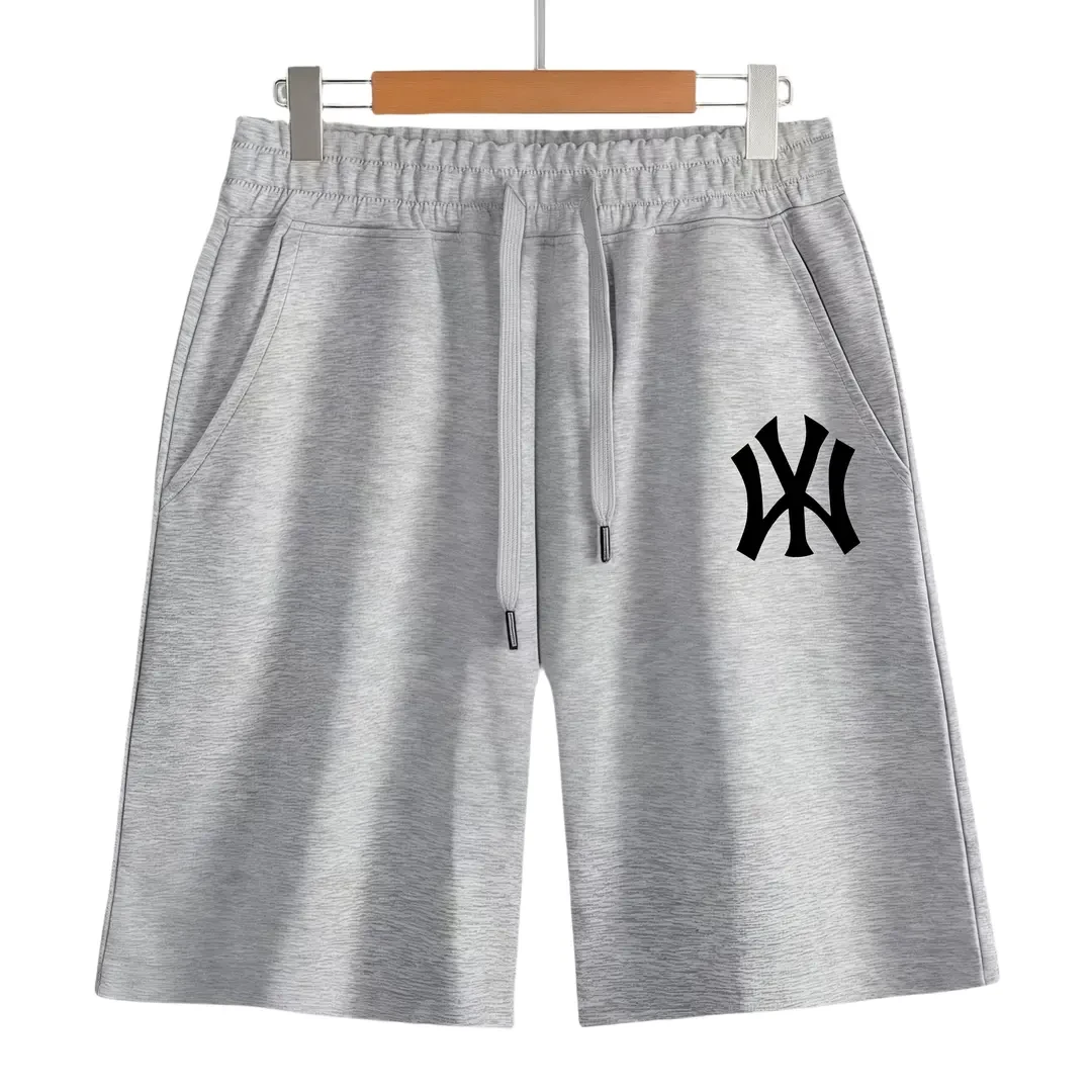 港风微弹力夏季针织运动风短裤情侣中裤裤子印花时尚宽松潮流