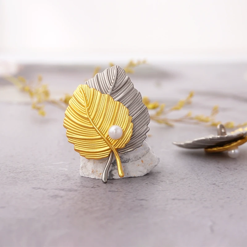 中国风金属创意纽扣双色叶子复古轻奢大衣西服外套配饰扣