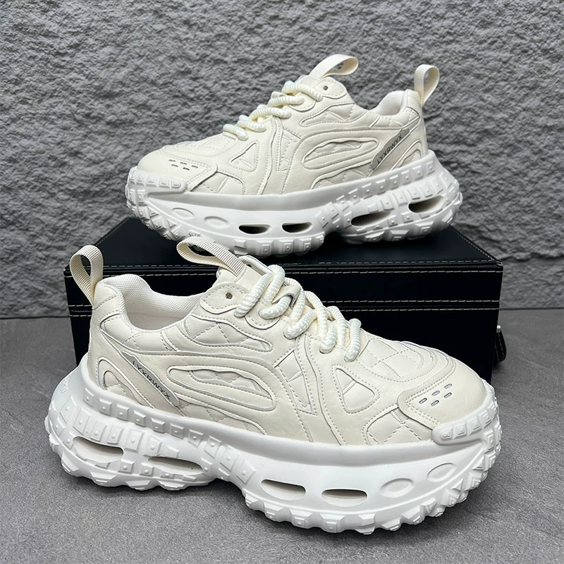 Baldauren欧洲站个性男新款厚底内增高老爹鞋潮流百搭运动小白鞋