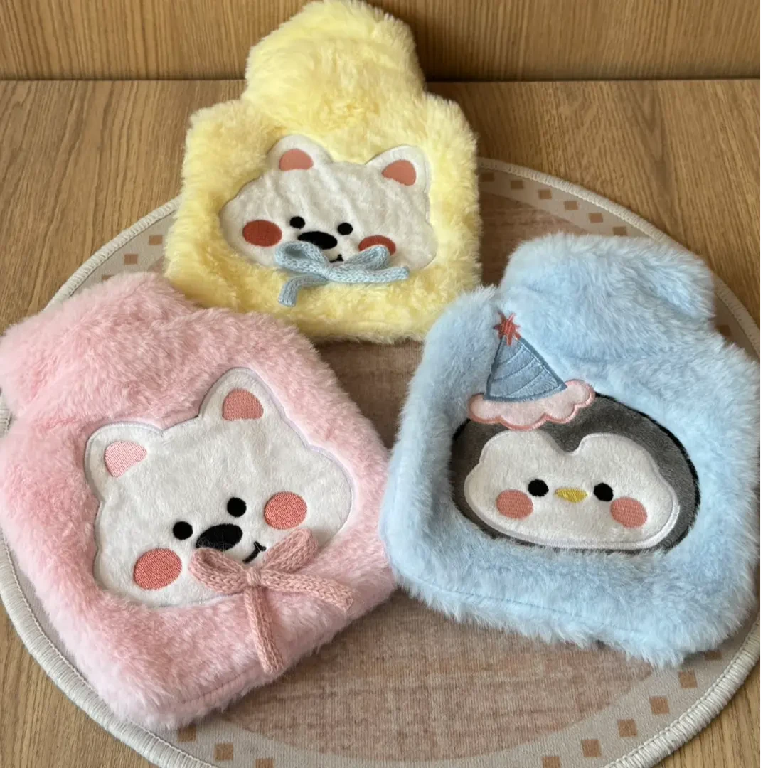 冬季可爱企鹅小狗毛绒注水热水袋学生暖手宝加厚防爆暖肚子热水S