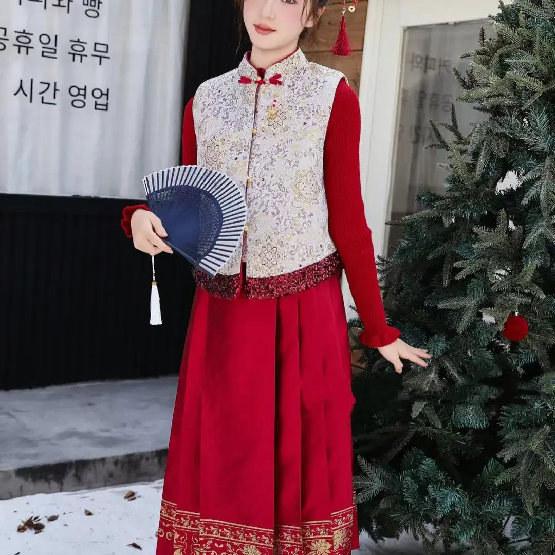 女童冬季新中式国风汉服套装拜年服