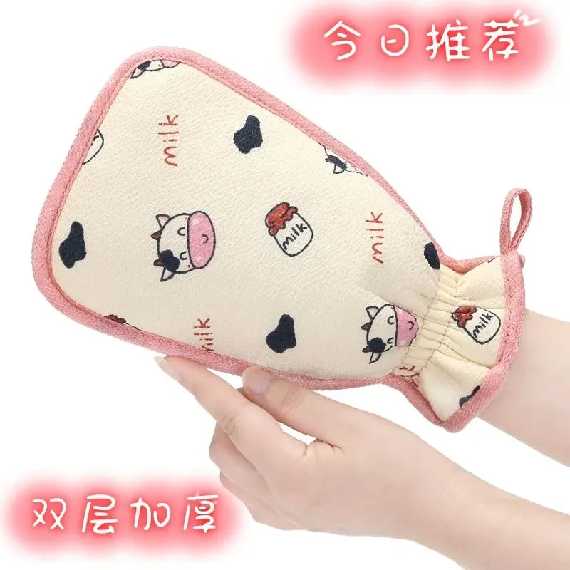 搓澡巾不伤皮肤女士不疼细砂家用洗澡巾棉双面印花搓灰无痛手套