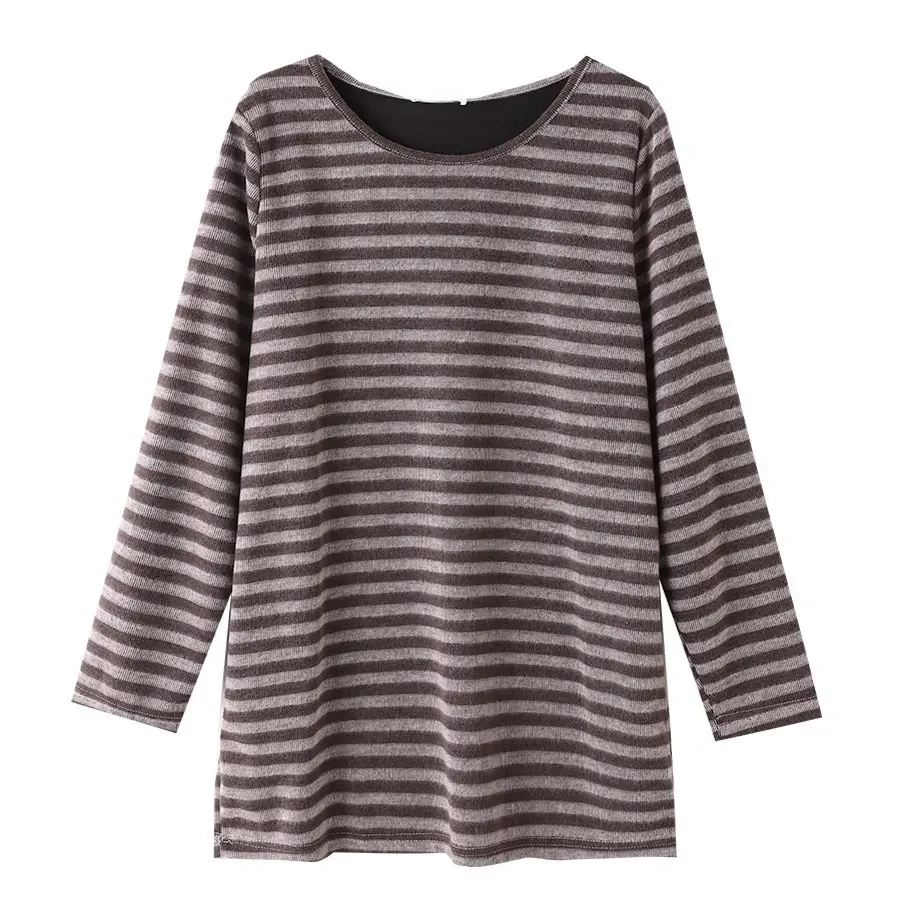 【董咚咚】120-300斤条纹长袖T恤秋冬时尚长袖卫衣