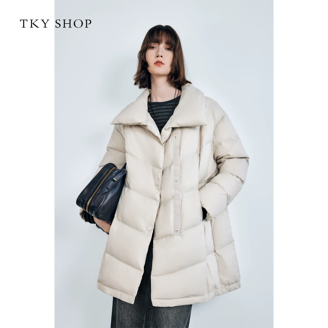 TKYSHOP肯豆轻职风宽松时尚羽绒服冬季中长款鹅绒服 10G1HA04S163