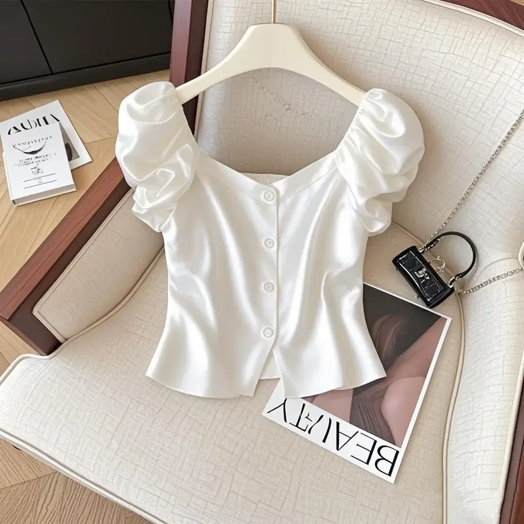 2025夏季新款小个子韩系穿搭洋气设计感独特漂亮百搭显瘦上衣
