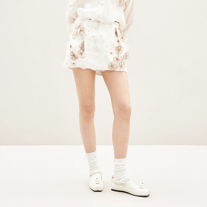 LE FAME/拉飞姆2025年春季新款雏菊牛仔A字半裙