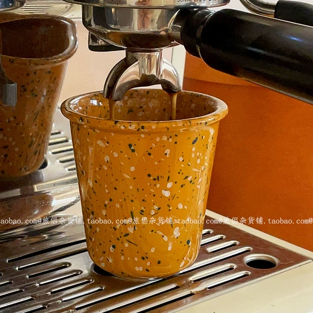 高颜值复古泼墨陶瓷手握杯咖啡拉花杯早餐牛奶杯冷萃杯家用水杯新