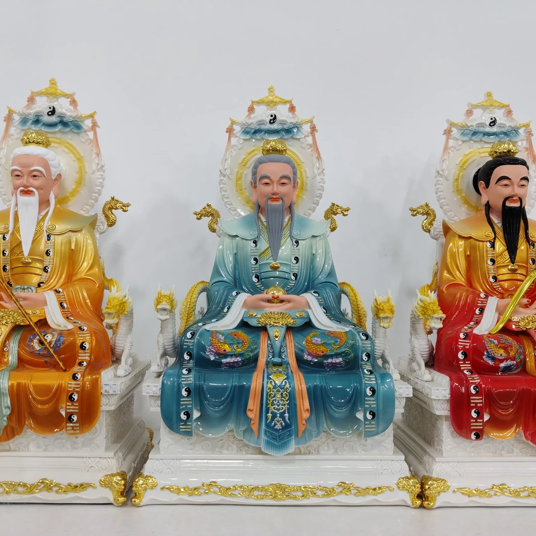 16寸仿瓷三清道祖神像太上老君元始天尊灵宝天尊居家客厅摆件一套