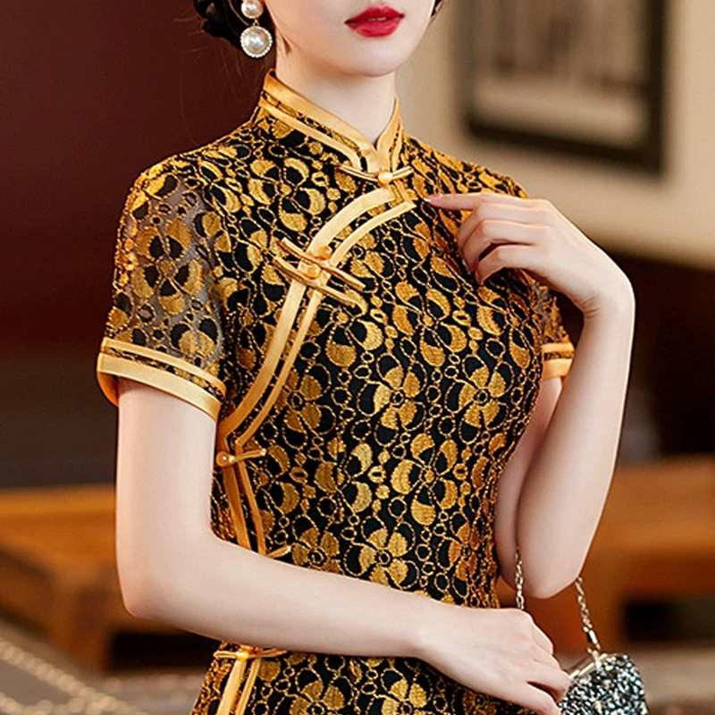 日常可穿改良旗袍新款2025夏季中年妈妈连衣裙高贵洋气短袖遮肚子