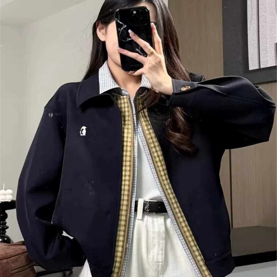 美式春秋短外套女2025年新款潮流复古设计感小众假三件夹克上衣潮