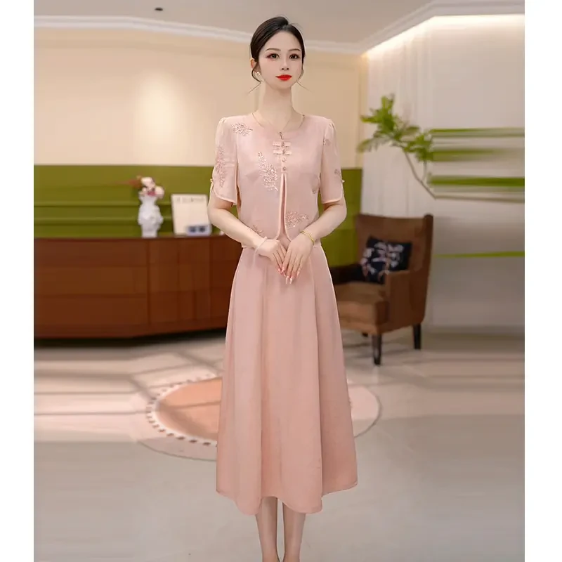 JG-25297 新款2025年夏季时尚气质优雅显瘦假两件连衣裙 M-4XL