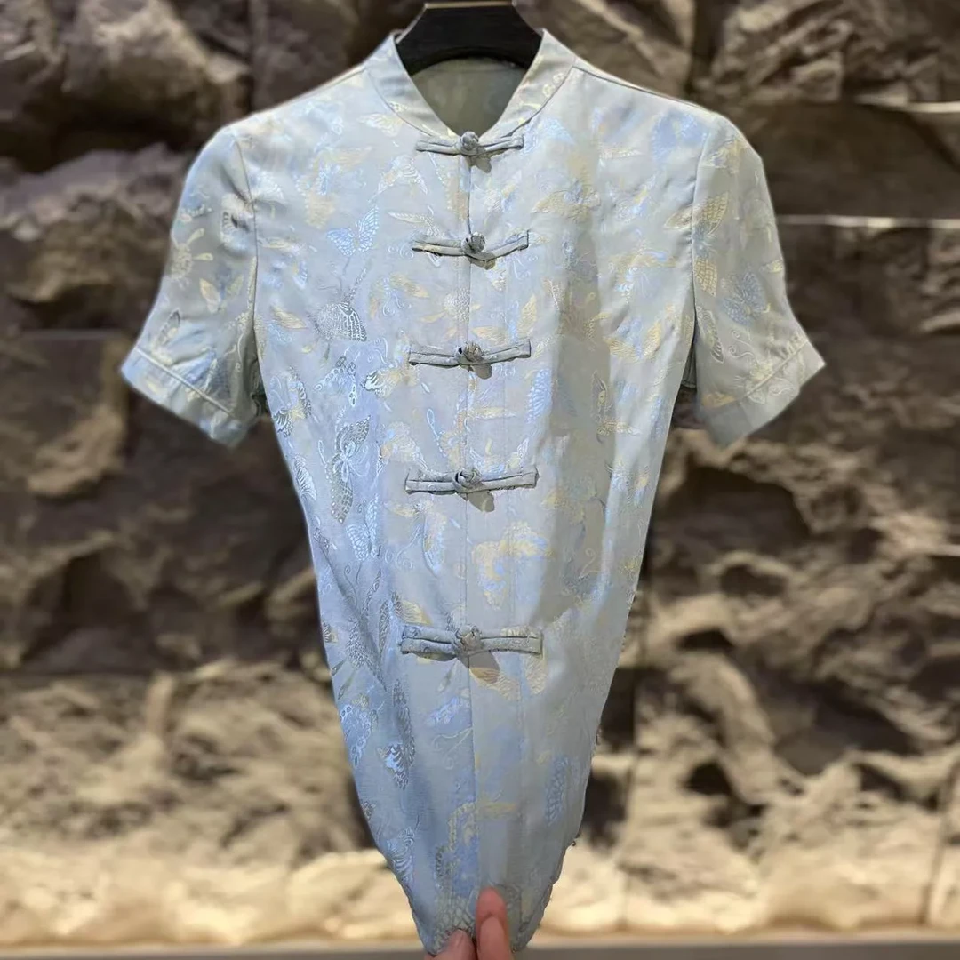 【黑水路专属】262153 123男士新款时尚休闲百搭唐装T恤