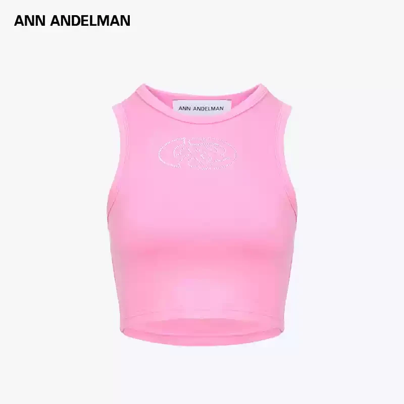 ANN ANDELMAN 25春夏 烫钻logo背心 女士休闲短袖修身高级感t恤