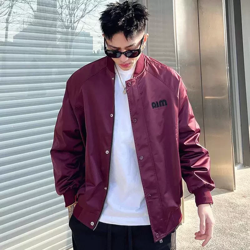 春秋季美式复古飞行员夹克男女情侣款刺绣字母高级感外套百搭上衣