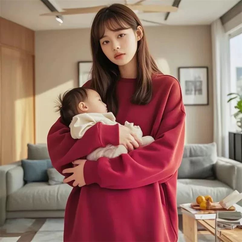 哺乳上衣春秋款外出辣妈洋气母乳女装2025新款产后期外穿喂奶潮装