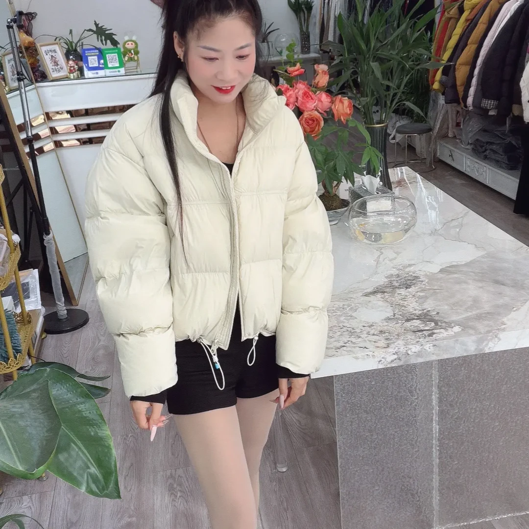 2025秋冬装新款韩版立领羽绒服女短款宽松面95白鸭绒加厚