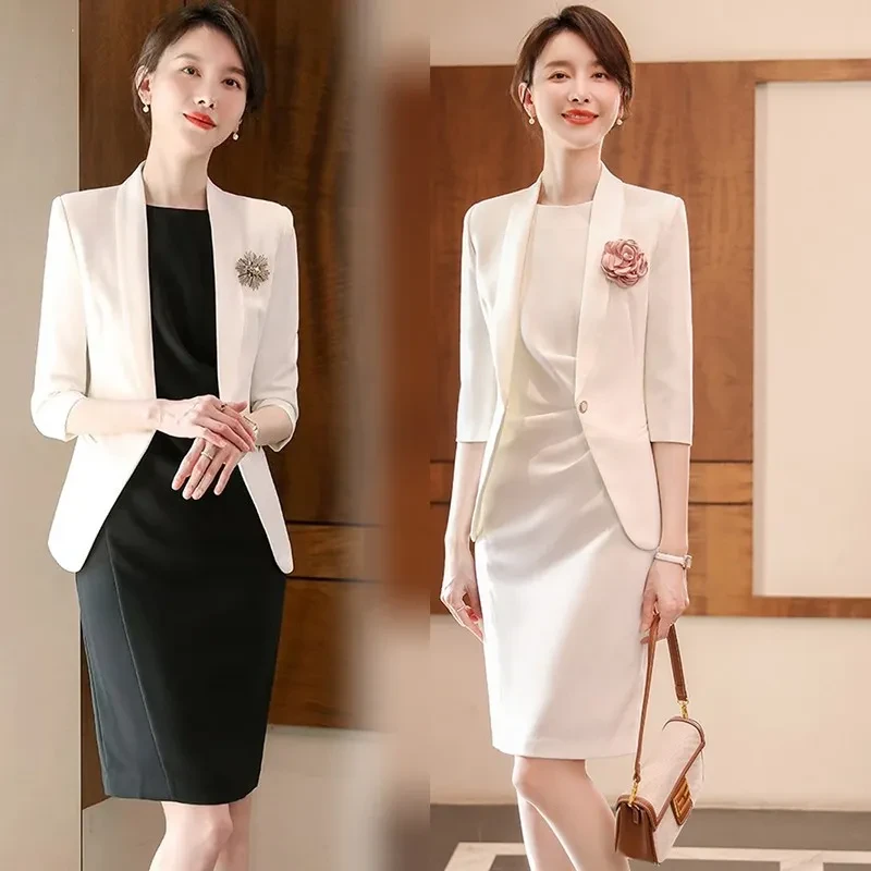 职业连衣裙美容师工作服女套装教师面试正装演讲比赛上镜装高级感