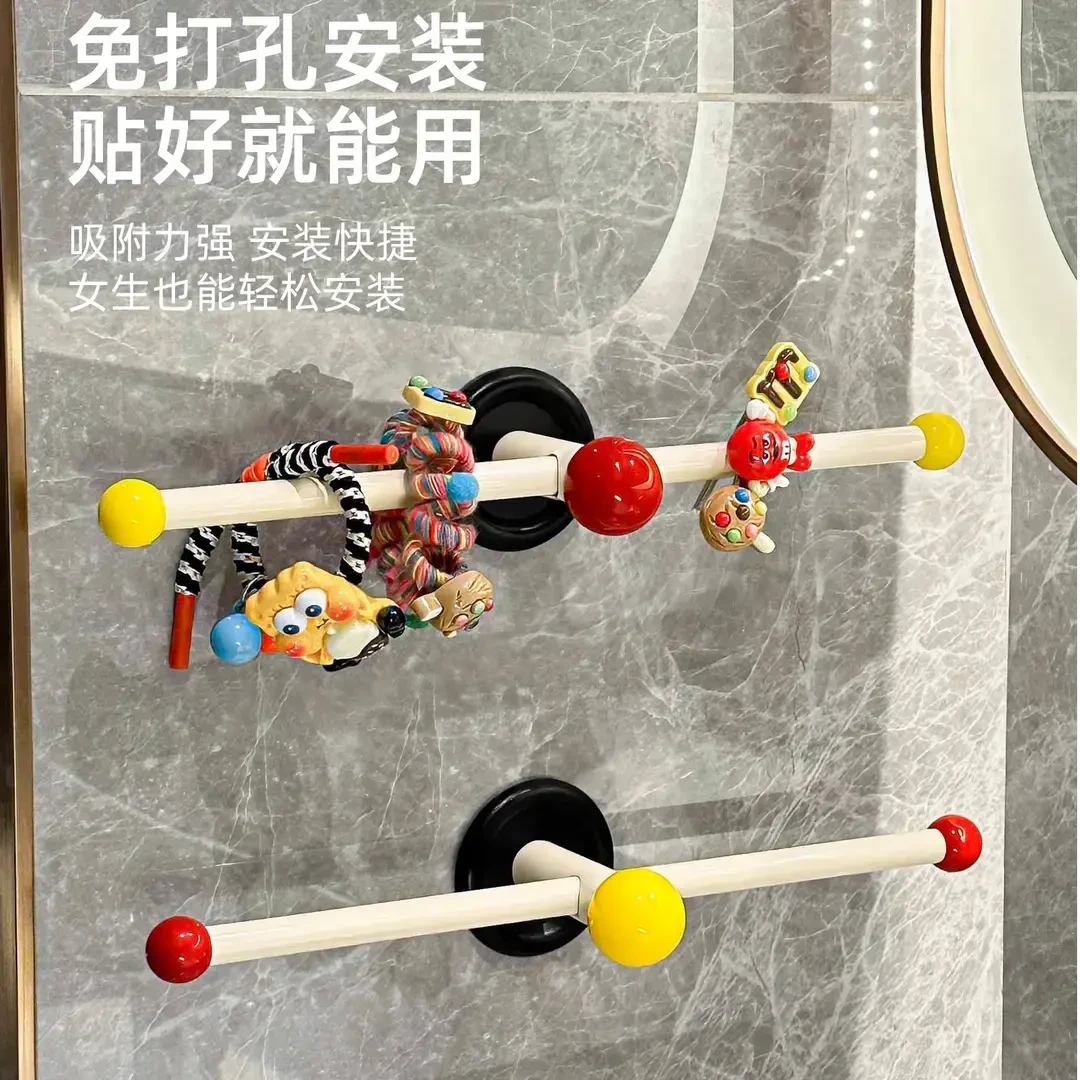 多巴胺毛巾架卫生间免打孔毛巾挂杆浴室壁挂式吸盘浴巾收纳架子