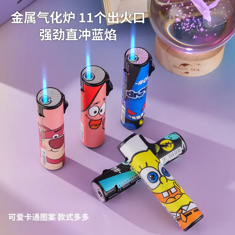 库洛米2025新款个性创意圆柱细支可爱卡通防风打火机酷炫蓝焰送男