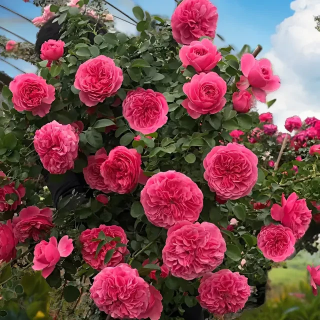 粉色达芬奇藤本月季花苗多季节开花爬藤花墙阳台盆栽庭院种植