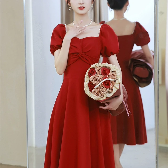 领证小白裙结婚裙子登记伴娘服轻婚纱订婚礼服白高级感法式连衣裙